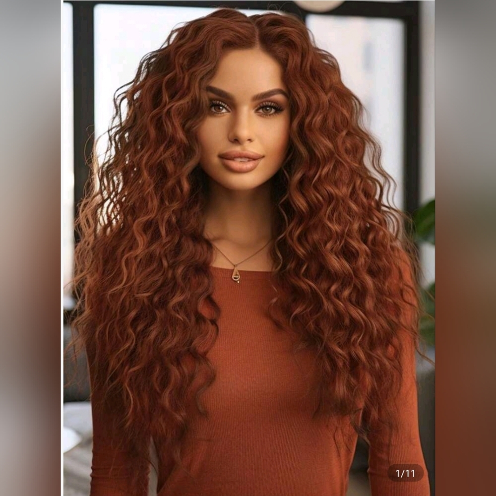 28" High Quality Long Fluffy Middle PART Synthetic Hair Wig